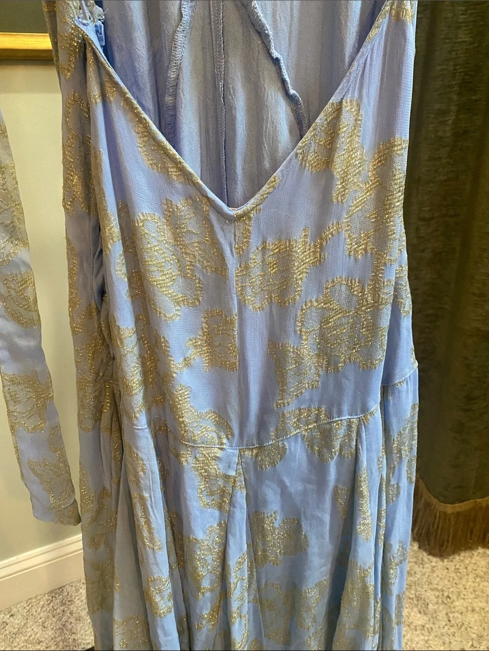 NWT Free People Evening Maxi Dress with Gold Leaf Pattern - Picture 7 of 10
